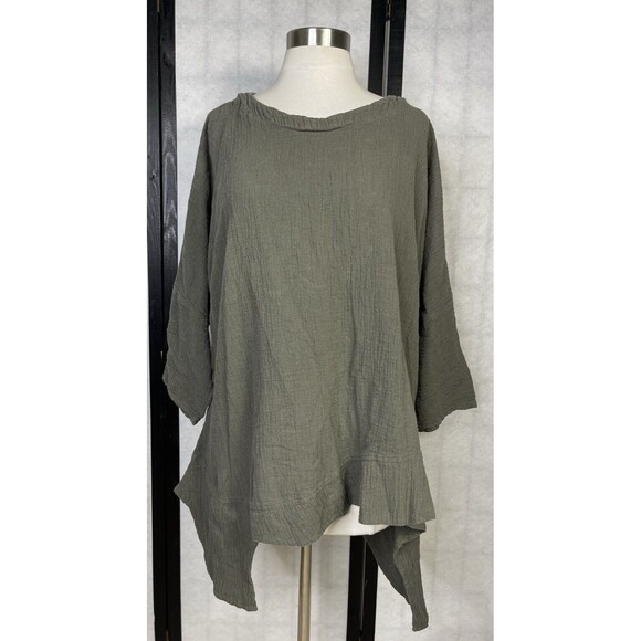 Cynthia Ashby Size 1 Women’s Crinkle Linen Blend Tunic Top S/M